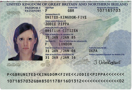 This image of a passport is suitable.